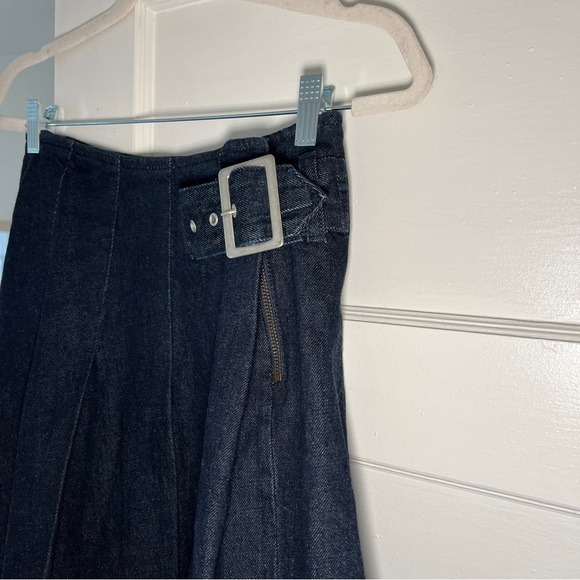 Reformation Denim Pleated Skirt - Picture 3 of 9